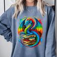 Dragon Reading Colorful Fantasy Book Lover Comfort Colors Sweatshirt Denim Dragon Reading Colorful Fantasy Book Lover Comfort Colors Sweatshirt Denim