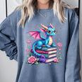 Dragons And Books Dragon Reading Book Lover Girl Bookworm Comfort Colors Sweatshirt Denim Dragons And Books Dragon Reading Book Lover Girl Bookworm Comfort Colors Sweatshirt Denim