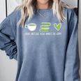Drink Matcha Read Books Be Happy Book Lover Matcha Tea Lover Comfort Colors Sweatshirt Denim