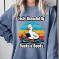 Ducks Books Lover Easily Distracted By Ducks & Books Comfort Colors Sweatshirt Denim