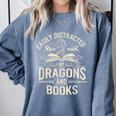 Easily Distracted By Books & Dragons Bookworm Reading Comfort Colors Sweatshirt Denim Easily Distracted By Books & Dragons Bookworm Reading Comfort Colors Sweatshirt Denim
