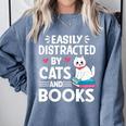 Easily Distracted By Cats And Books Cute Cat And Book Lovers Comfort Colors Sweatshirt Denim Easily Distracted By Cats And Books Cute Cat And Book Lovers Comfort Colors Sweatshirt Denim