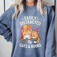 Easily Distracted By Cats And Books Cute Cat Sleeping Girls Comfort Colors Sweatshirt Denim Easily Distracted By Cats And Books Cute Cat Sleeping Girls Comfort Colors Sweatshirt Denim