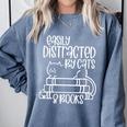 Easily Distracted By Cats And Books Reading Cat Comfort Colors Sweatshirt Denim Easily Distracted By Cats And Books Reading Cat Comfort Colors Sweatshirt Denim