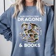 Easily Distracted By Dragons Books Bookworm Women Men Kids Comfort Colors Sweatshirt Denim