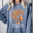 Education Is Freedom Afro Woman Book Illustration Comfort Colors Sweatshirt Denim