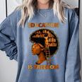 Education Is Freedom Teacher Book Black History Month Comfort Colors Sweatshirt Denim