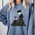 Emily Dickinson Reading A Book Comfort Colors Sweatshirt Denim
