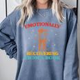 Emotionally Recovering From A Book Frog Comfort Colors Sweatshirt Denim