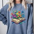 Enchanted Open Book With Blooming Flowers Comfort Colors Sweatshirt Denim