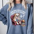 English Bulldog Dog Reading Book 67 Six Seven Meme Comfort Colors Sweatshirt Denim