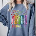 Equality Books Peace Love Compassion LGBT Gay Lesbian Pride Comfort Colors Sweatshirt Denim