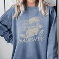 Even Her Books Were Naughty Santa Reading Christmas Comfort Colors Sweatshirt Denim Even Her Books Were Naughty Santa Reading Christmas Comfort Colors Sweatshirt Denim