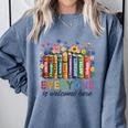 Everyone Is Welcome Here Floral Book LGBT Pride Equality Comfort Colors Sweatshirt Denim