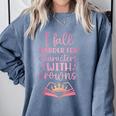I Fall For The Characters WCrowns Fantasy Book Lover Tee Comfort Colors Sweatshirt Denim