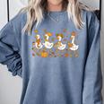 Fall Goose Reading Book Teacher Autumn Pumpkin Cozy Season Comfort Colors Sweatshirt Denim