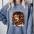 Fantasy Dragon Reading Book Lover Comfort Colors Sweatshirt Denim