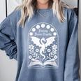 Fantasy Drama Tragedy Dragon Book Magic Gothic Moon Phases Comfort Colors Sweatshirt Denim