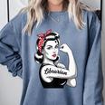 Female Librarian Rosie Riveter Book Guardian Woman Comfort Colors Sweatshirt Denim
