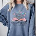 Floral Book A New Chapter Begins Retired 2026 Retirement Comfort Colors Sweatshirt Denim