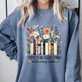 Floral Book There's No Such Thing As Too Many Book Lover Comfort Colors Sweatshirt Denim
