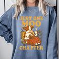 Floral Cow Reading Pun Just One More Chapter Cozy Book Lover Comfort Colors Sweatshirt Denim