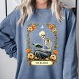 Floral Tarot Card The Reader Skeleton Reading Book Comfort Colors Sweatshirt Denim Floral Tarot Card The Reader Skeleton Reading Book Comfort Colors Sweatshirt Denim