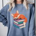 Fox Reading Book Pajama Sleep Comfort Colors Sweatshirt Denim