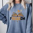 Freadom Anti Banned Books Lovers Reading Librarian Bookworm Comfort Colors Sweatshirt Denim