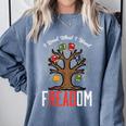 Freadom Tree Read Reading Librarian Book Across America Comfort Colors Sweatshirt Denim