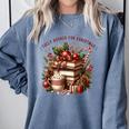 Fully Booked For Christmas Cozy Holiday Books Winter Reading Comfort Colors Sweatshirt Denim Fully Booked For Christmas Cozy Holiday Books Winter Reading Comfort Colors Sweatshirt Denim