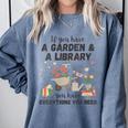 Gardening & Library Lover Books Reading Plants Cute Comfort Colors Sweatshirt Denim