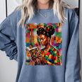 Geometric History Educated Women Reading Book Melanin Comfort Colors Sweatshirt Denim