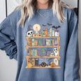 Ghost Book Reading Books Lover Teacher Happy Halloween Comfort Colors Sweatshirt Denim