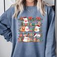Ghost Christmas Reading Book Lover Library Christmas Teacher Comfort Colors Sweatshirt Denim