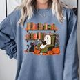 Ghost Library Reading Books Halloween Men Women Kids Comfort Colors Sweatshirt Denim Ghost Library Reading Books Halloween Men Women Kids Comfort Colors Sweatshirt Denim