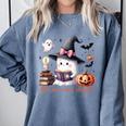 Ghost Reading Book Coquette Bow Halloween Girl Toddler Kid Premium Comfort Colors Sweatshirt Denim