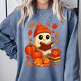 Ghost Reading Book Lovers Autumn Fall Halloween Comfort Colors Sweatshirt Denim Ghost Reading Book Lovers Autumn Fall Halloween Comfort Colors Sweatshirt Denim