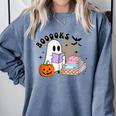 Ghost Reading Halloween Women Teacher Book Lover Comfort Colors Sweatshirt Denim Ghost Reading Halloween Women Teacher Book Lover Comfort Colors Sweatshirt Denim