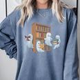 Ghosts Reading Books Teacher Halloween Librarian Book Lover Comfort Colors Sweatshirt Denim