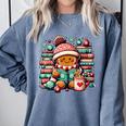 Gingerbread Reading Book Lovers Christmas Bookworm Librarian Premium Comfort Colors Sweatshirt Denim