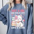 Girl Who Loves Cats And Books Cute Comfort Colors Sweatshirt Denim Girl Who Loves Cats And Books Cute Comfort Colors Sweatshirt Denim