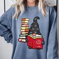 Gnome Read Reading Book Librarian Across America Women Kids Comfort Colors Sweatshirt Denim