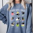 God Says I Am Cat Book Lover Christian Cute Jesus Girls Kids Comfort Colors Sweatshirt Denim God Says I Am Cat Book Lover Christian Cute Jesus Girls Kids Comfort Colors Sweatshirt Denim