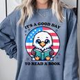 A Good Day To Read a Book Reading Eagle With American Flag Comfort Colors Sweatshirt Denim