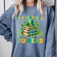 Goods Luck Read Librarian Book Patrick Days Shamrock Clover Comfort Colors Sweatshirt Denim