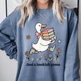 Goose With Books Cute Bookworm Reader Comfort Colors Sweatshirt Denim Goose With Books Cute Bookworm Reader Comfort Colors Sweatshirt Denim