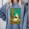 Groovy Ghost Reading Book Cat Halloween Ghost Teacher Comfort Colors Sweatshirt Denim Groovy Ghost Reading Book Cat Halloween Ghost Teacher Comfort Colors Sweatshirt Denim