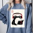 Grumpy Frog Books Music Kawaii Ink Japanese Comfort Colors Sweatshirt Denim