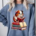 Guinea Pig Reading Books Matching Bookworm Readers Librarian Comfort Colors Sweatshirt Denim